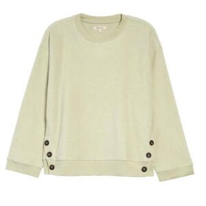 MADEWELL (RE)SOURCED BRUSHED SIDE-BUTTON RELAXED GREEN SWEATSHIRT SIZE S